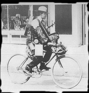 Telephone Installer on a Bicycle